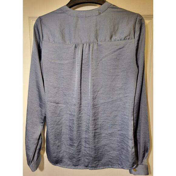 The Limited Blue Satin Button Up Long Sleeve Blouse with 3 golden buttons Size S - Picture 4 of 4